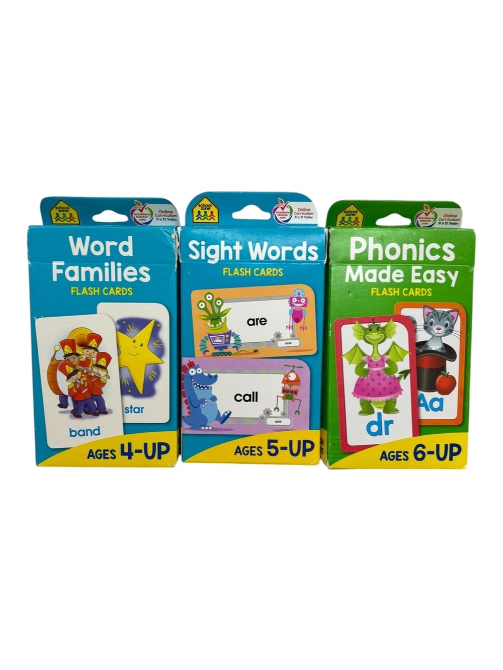Phonics Sight Words & Word Families Flash Cards School Zone